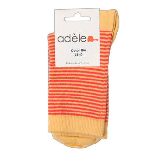 chaussettes courtes coton bio Jaune & corail