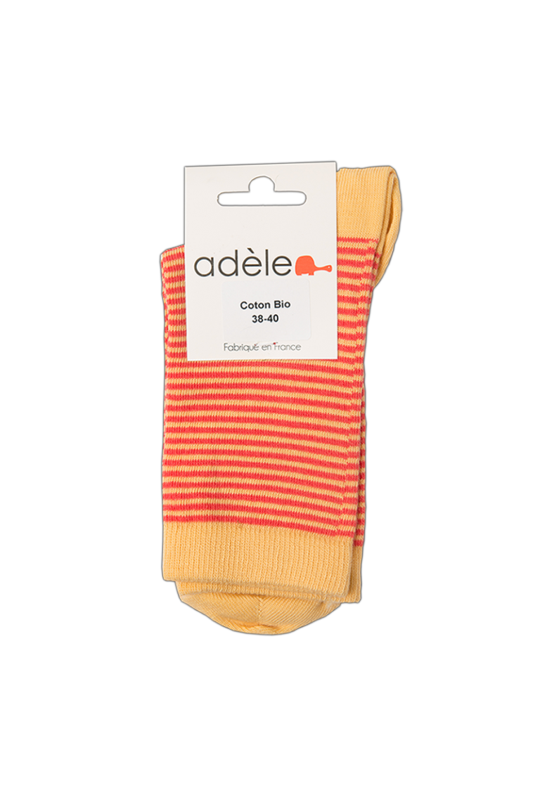 chaussettes courtes coton bio Jaune & corail