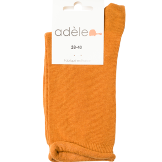 Socquettes hautes roulottées en coton bio GOTS "Ocre"