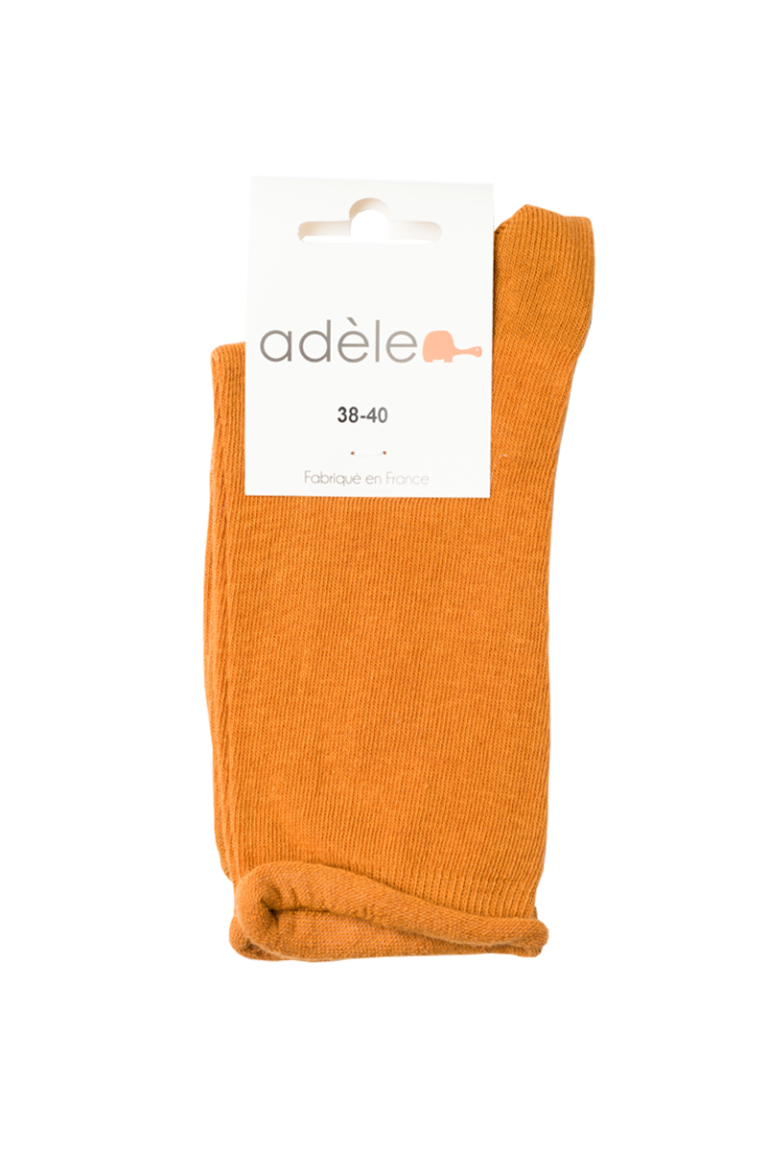 Socquettes hautes roulottées en coton bio GOTS "Ocre"