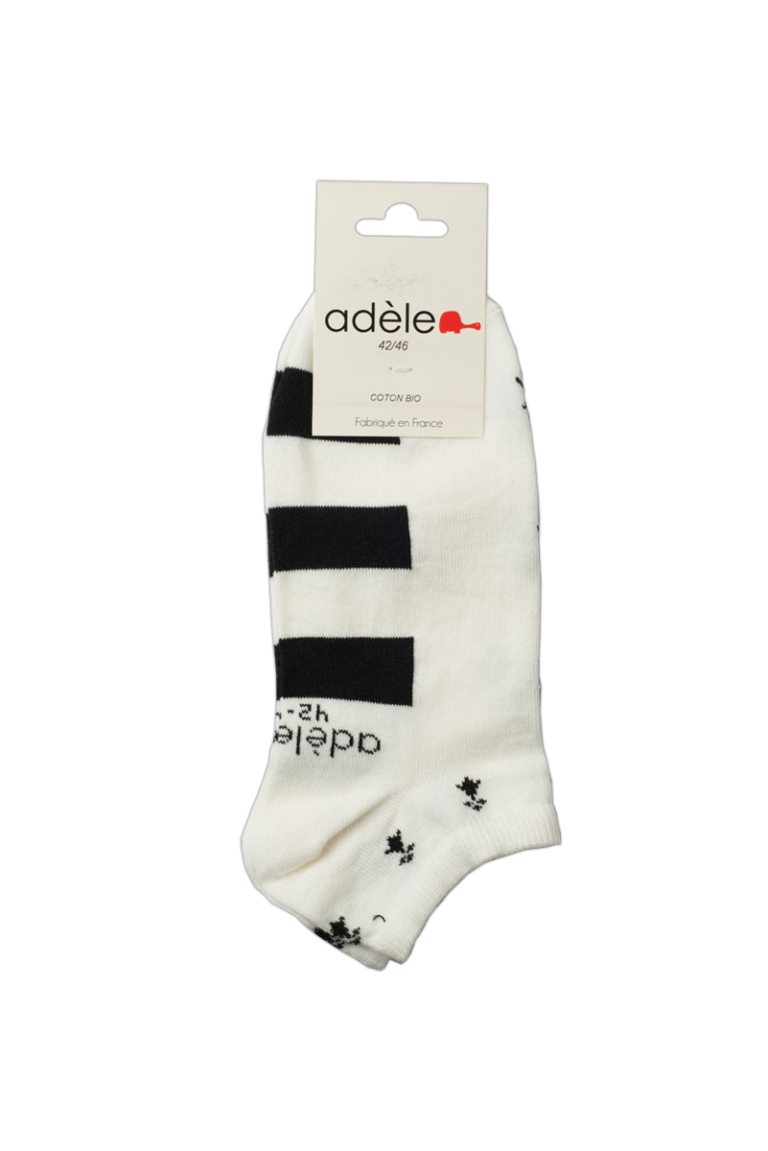 Socquettes Bretonnes coton bio  "Blanches Hermines"