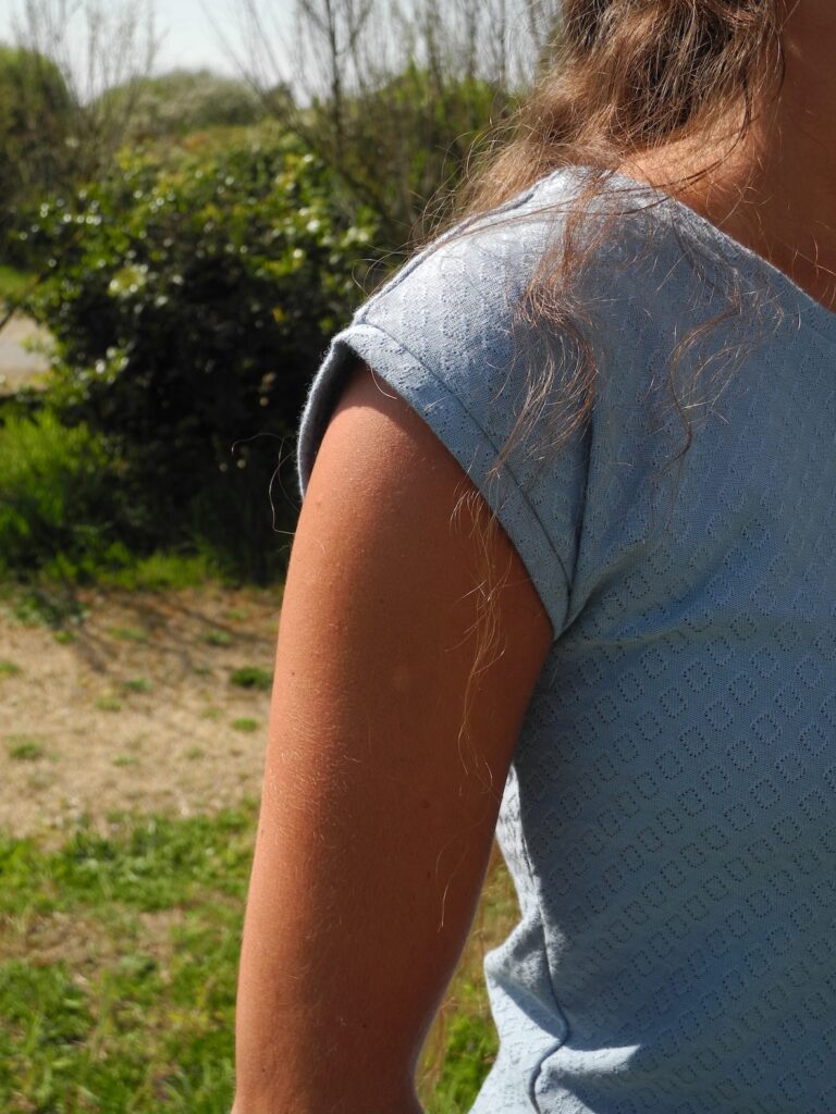 Mancheron coton bio Bleu Pointelle – Image 3