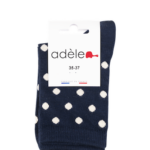 Chaussettes courtes coton bio Marine pois moyen