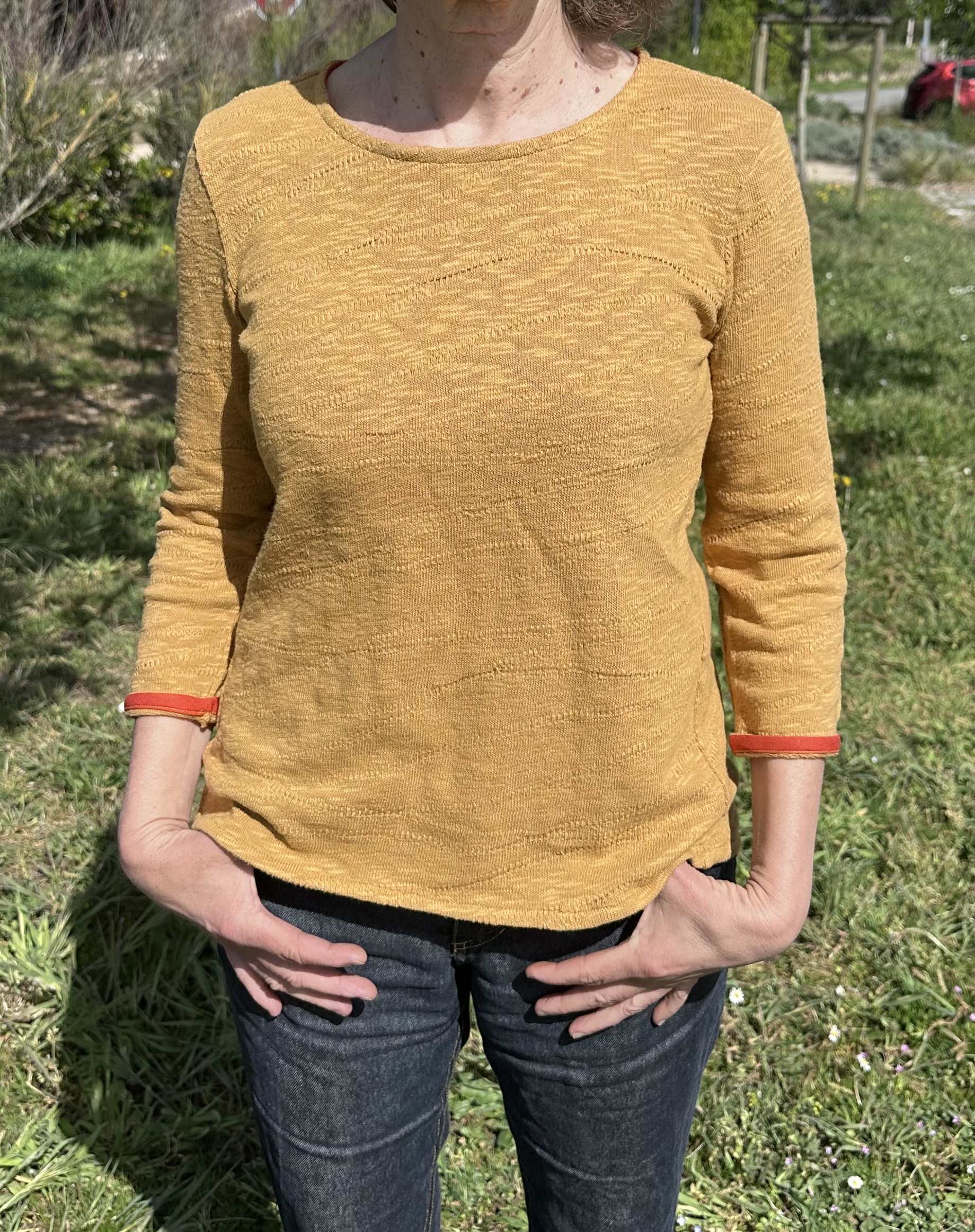 Haut jaune bio manches 3/4